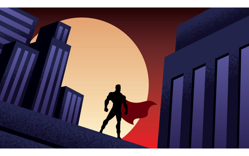 Superheld City Night - illustratie