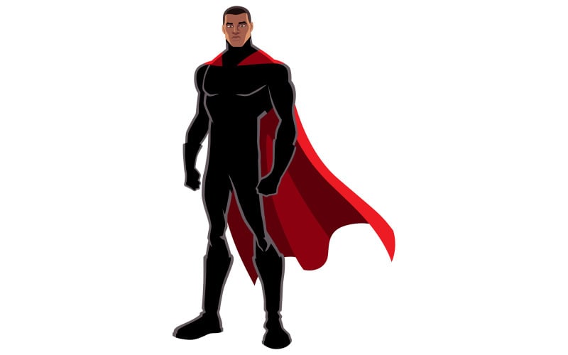 Superhéroe negro sobre blanco - ilustración