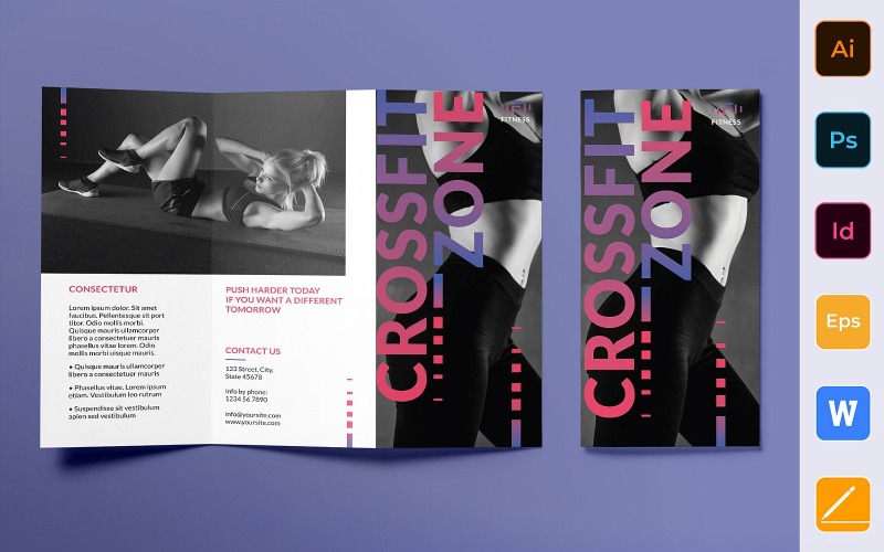 Brochure de studio de remise en forme à trois volets - Modèle d'identité d'entreprise