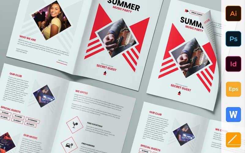 Brochure Summer Music Party à deux volets - Modèle d'identité d'entreprise