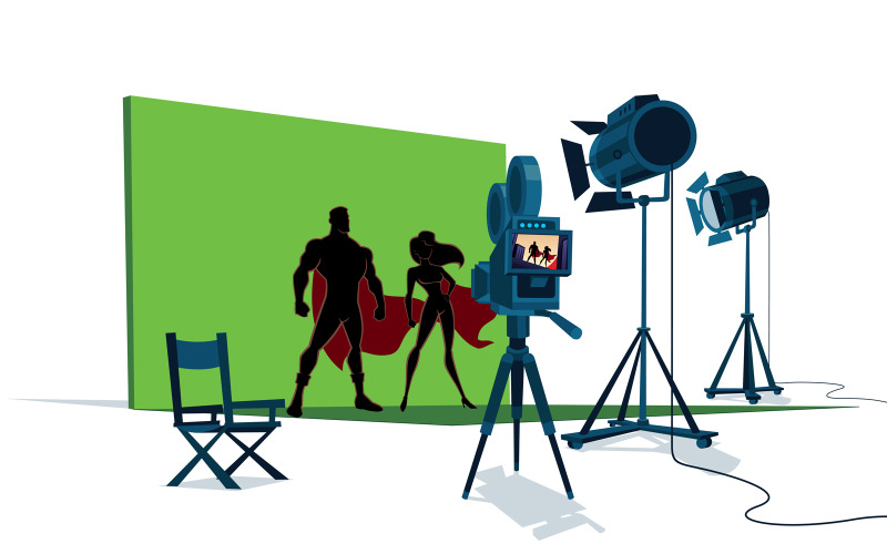 Cenário de filmes de super-heróis - ilustração