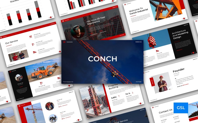 Conque - Modèle de construction et de construction Google Slides