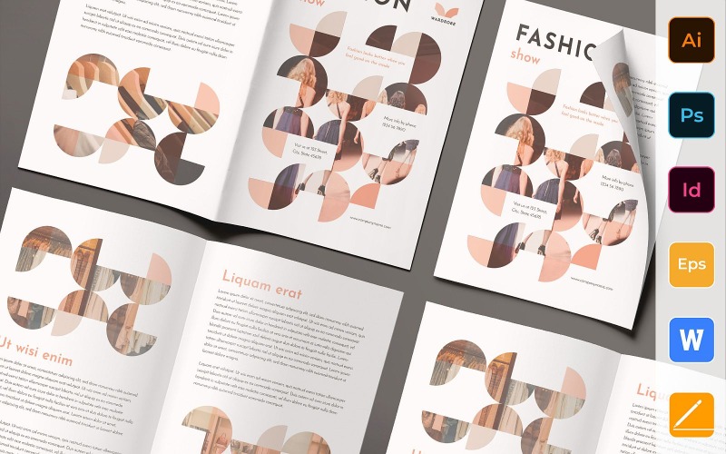 Download Фирменный стиль "Fashion Shop Brochure Bifold - Corporate Identity Template" / Fashion Shop Brochure Bifold - Corporate Identity Template - Фирменный стиль на тему графика brochure,bifold,template,corporate,company,branding,fashion,shop,store,clothes,shoes,accessories,white,brown,pastel