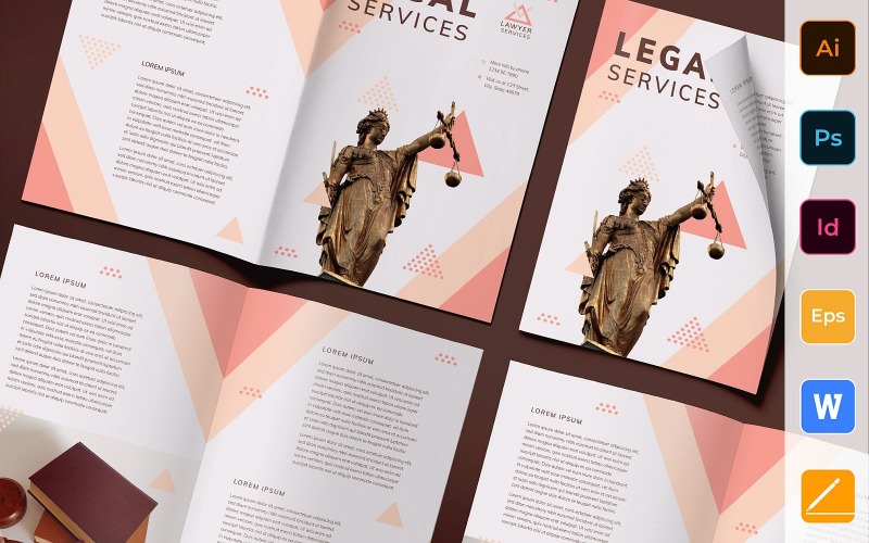 Download Фирменный стиль "Legal Services Brochure Bifold - Corporate Identity Template" / Legal Services Brochure Bifold - Corporate Identity Template - Фирменный стиль на тему графика brochure,bifold,template,corporate,company,branding,law,legal,lawyer,lawsuit,attorney,justice,pink,brown,pastel