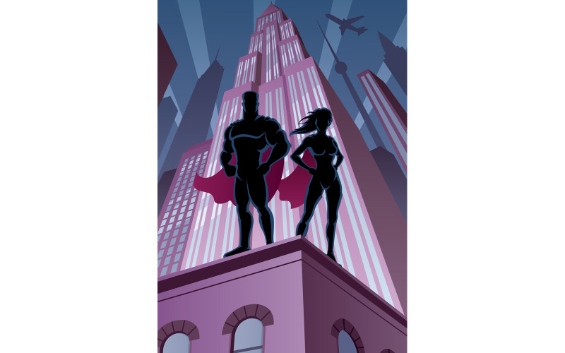 Pareja de superhéroes 5 - Ilustración