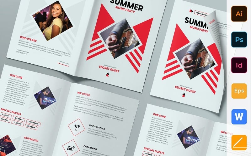 Summer Music Party Broschüre Bifold - Vorlage für Corporate Identity