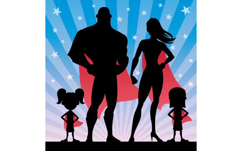 Superheld familie meisjes - illustratie