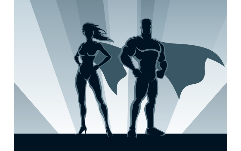 Superhero Couple - Illustration #152600 - TemplateMonster