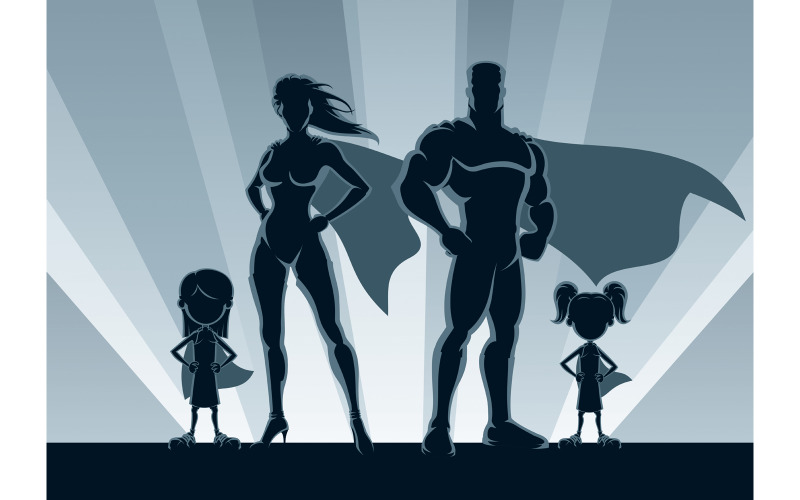 Download Иллюстрация "Superhero Family 2 Girls - Illustration" / Superhero Family 2 Girls - Illustration - Иллюстрация на тему графика superhero,family,superheroine,super,hero,heroes,man,male,female,heroine,woman,girl,daughter,sister,sibling,superwoman,couple,kid,child,mother
