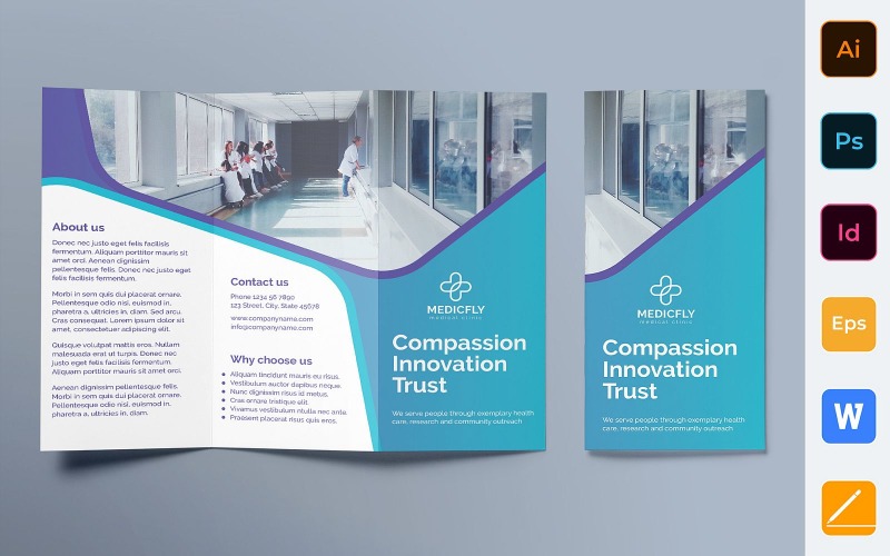 Brochure clinique médicale à trois volets - Modèle d'identité d'entreprise