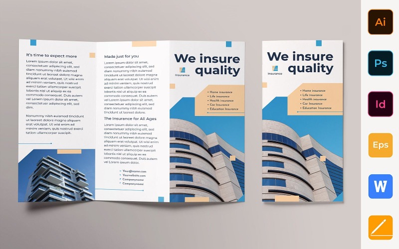 Brochure d'agence d'assurance à trois volets - Modèle d'identité d'entreprise