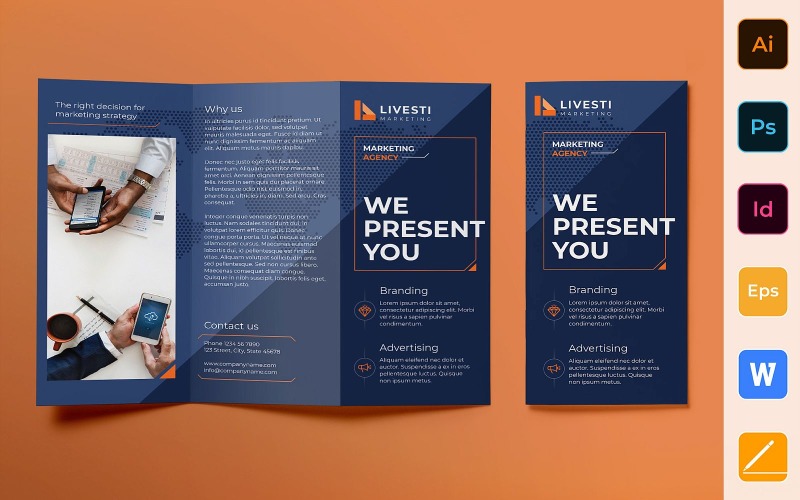 Brochure d'agence de marketing à trois volets - Modèle d'identité d'entreprise