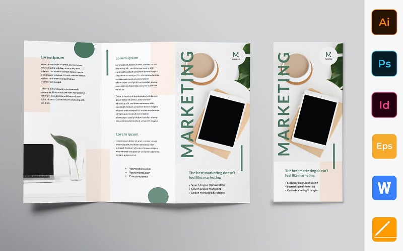 Brochure d'entreprise de marketing numérique à trois volets - Modèle d'identité d'entreprise