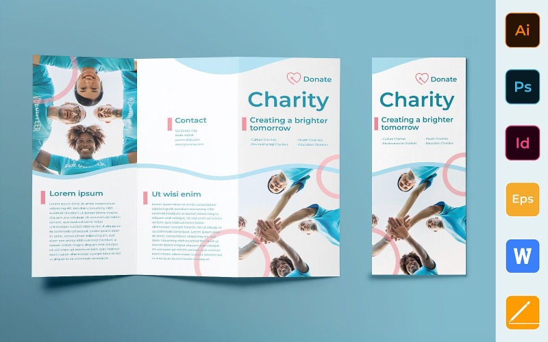 Brochure de charité à trois volets - Modèle d'identité d'entreprise