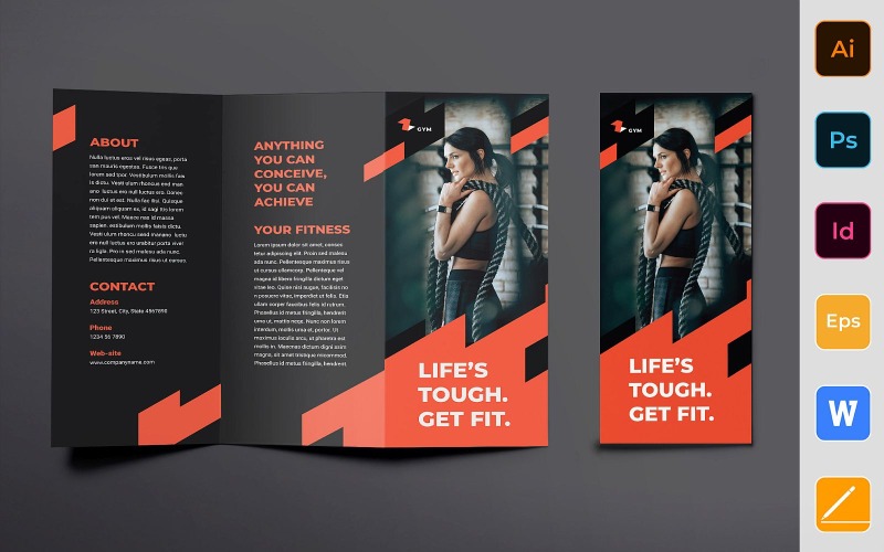 Brochure de gym à trois volets - Modèle d'identité d'entreprise