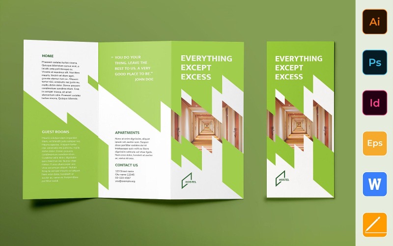 Brochure de l'auberge à trois volets - Modèle d'identité d'entreprise