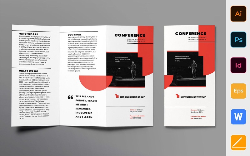 Brochure de la conférence à trois volets - Modèle d'identité d'entreprise