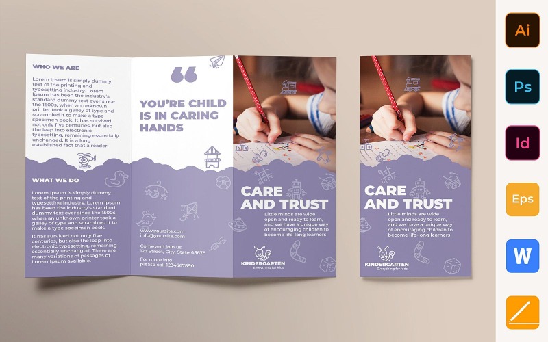 Brochure de la maternelle à trois volets - Modèle d'identité d'entreprise
