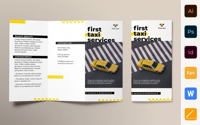 Brochure de service de taxi à trois volets - Modèle d'identité d'entreprise