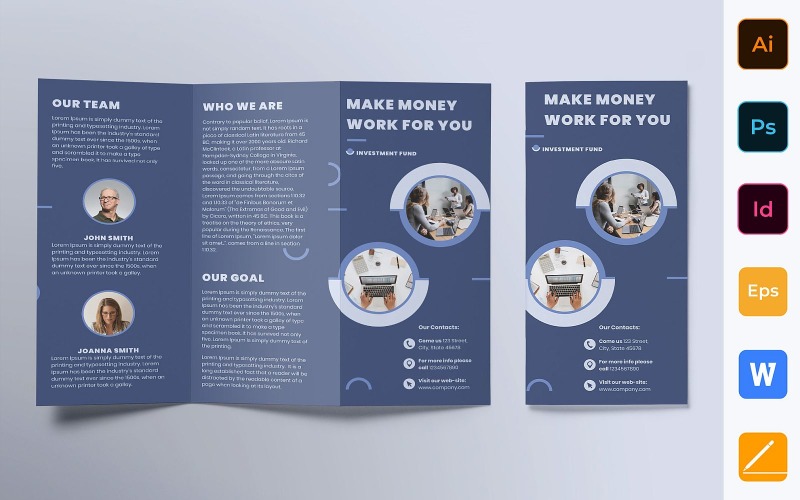 Brochure di fondi di investimento Trifold - Modello di identità aziendale