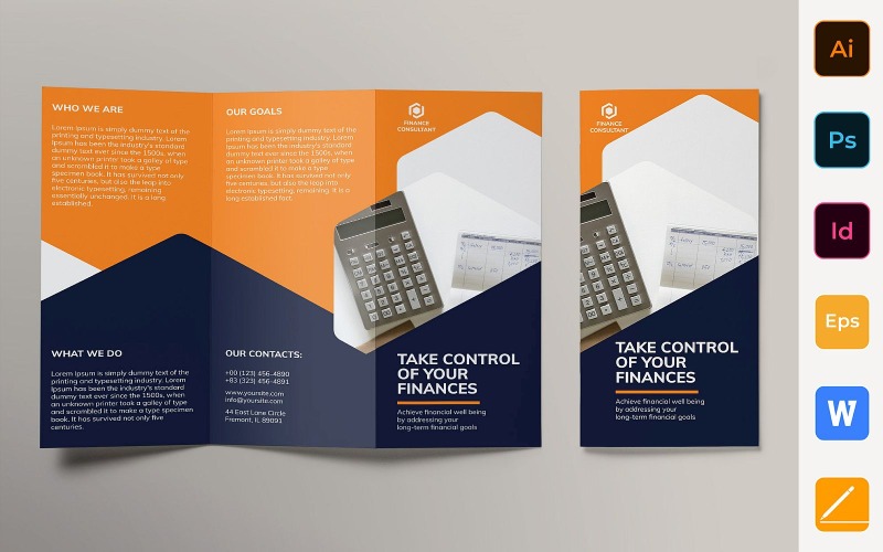 Brochure du consultant en finances à trois volets - Modèle d'identité d'entreprise