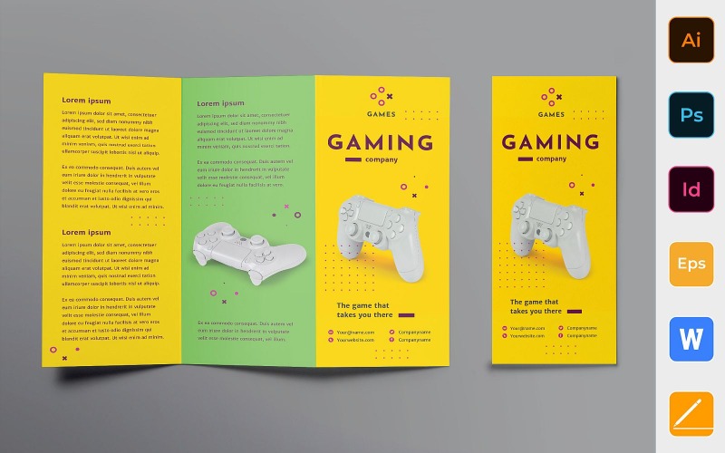 Brožura společnosti Gaming Company Trifold - šablona Corporate Identity