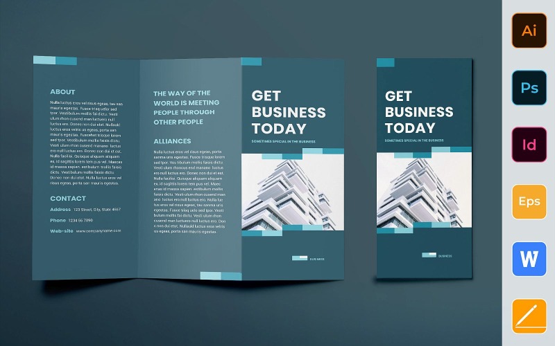 Download Фирменный стиль "Business Networking Brochure Trifold - Corporate Identity Template" / Business Networking Brochure Trifold - Corporate Identity Template - Фирменный стиль на тему графика brochure,trifold,template,corporate,company,branding,business,network,investment,service,entrepreneur,strategy,white,green,marine
