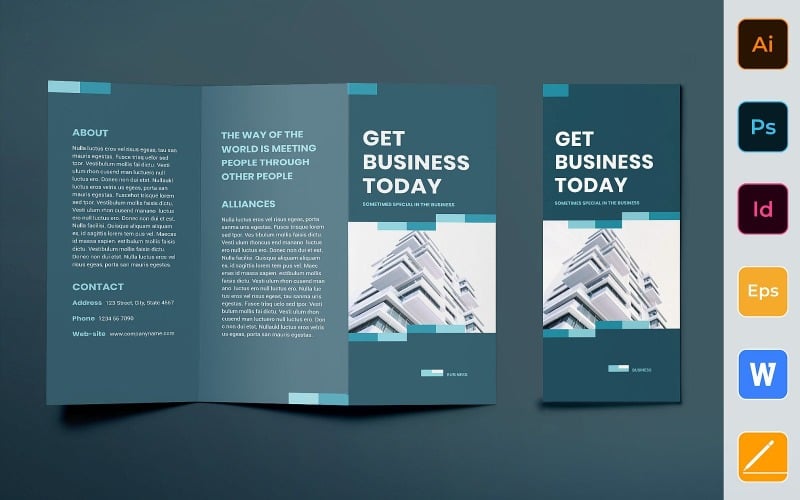Folheto de rede de negócios com três dobras - modelo de identidade corporativa