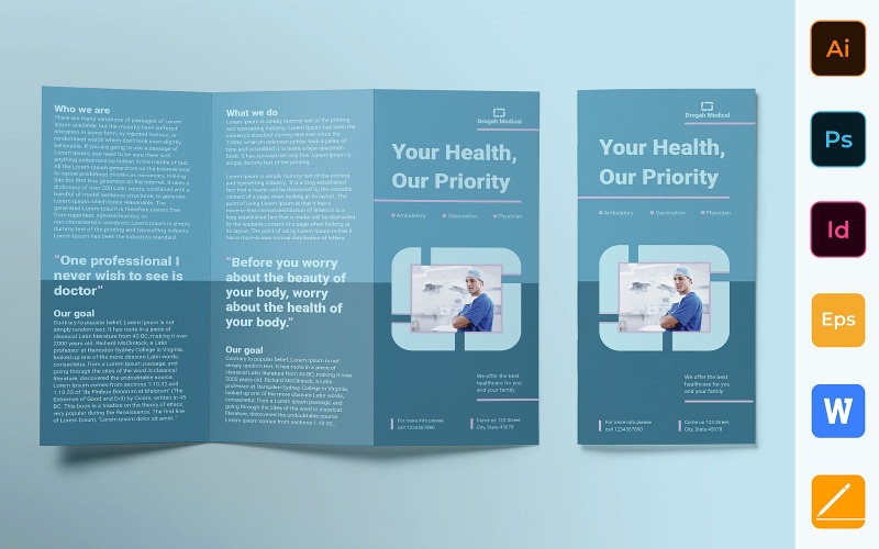 Klinika brosúra Trifold - Vállalati-azonosság sablon