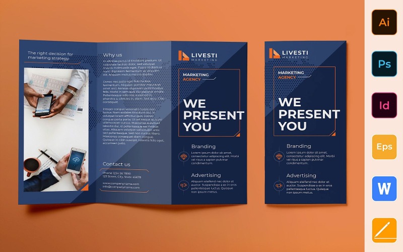 Marketing Ügynökség brosúra Trifold - Vállalati-azonosság sablon