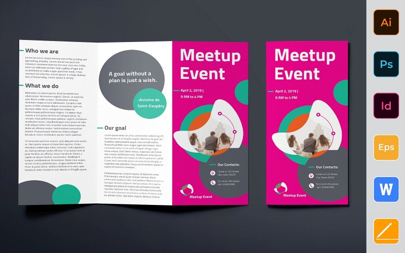 Meetup-evenementbrochure driebladig - huisstijlsjabloon