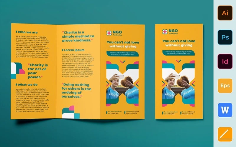 NGO-brochure driebladig - huisstijlsjabloon