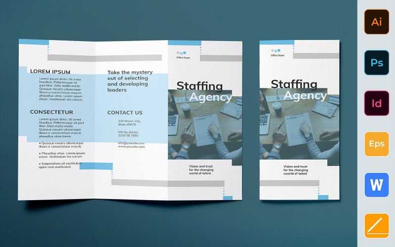 Személyzeti ügynökség brosúra Trifold - Vállalati-azonosság sablon
