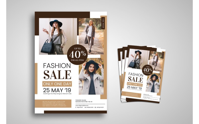 Download Фирменный стиль "Flyer  Fashion Imagination Style - Corporate Identity Template" / Flyer  Fashion Imagination Style - Corporate Identity Template - Фирменный стиль на тему графика beauty,branding,brochure,business,collection,corporate,creative,dress,event,fashion,flyer,flyer design,flyer psd template,frame