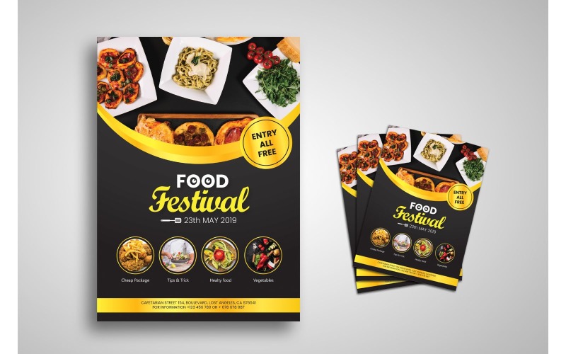 Download Фирменный стиль "Flyer  Food Festival - Corporate Identity Template" / Flyer  Food Festival - Corporate Identity Template - Фирменный стиль на тему графика background,banner,brochure,cooking,creative,delivery,dessert,eastern,festival,flyer,flyer design,flyer psd template,food,fresh