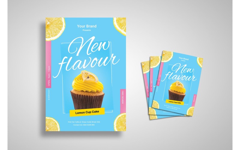 Download Фирменный стиль "Flyer  Fresh Dessert - Corporate Identity Template" / Flyer  Fresh Dessert - Corporate Identity Template - Фирменный стиль на тему графика background,breakfast,cafe,cake,chocolate,coffee,cream,dessert,eat,flyer,flyer design,flyer psd template,food,fresh,menu,party
