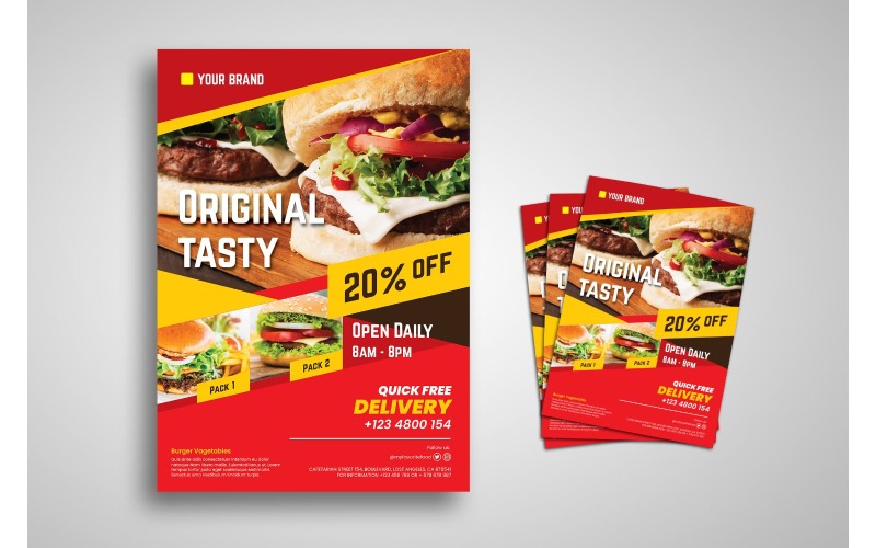 Download Фирменный стиль "Flyer  Original Fast Food - Corporate Identity Template" / Flyer  Original Fast Food - Corporate Identity Template - Фирменный стиль на тему графика background,brochure,cooking,creative,delivery,dessert,eastern,flyer,flyer design,flyer psd template,food,healthy,layout,leaflet