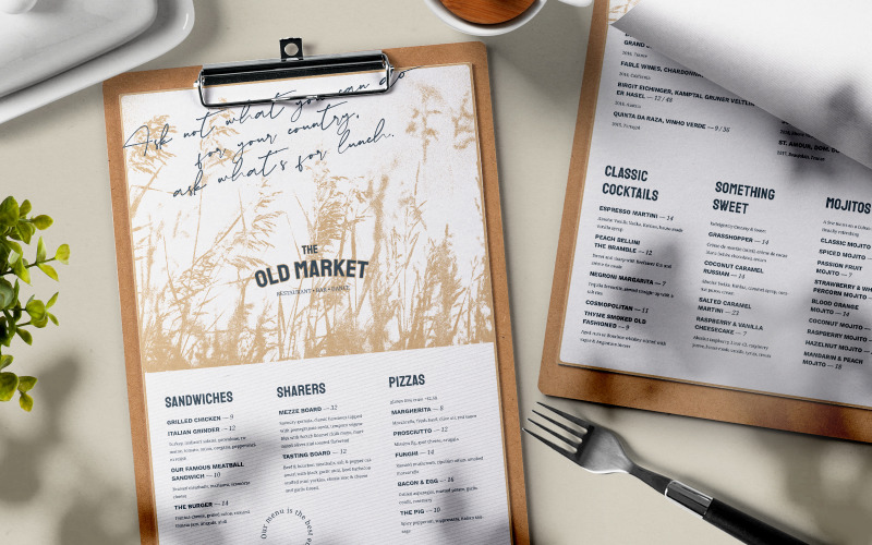 Download Фирменный стиль "Restaurant Menu - Corporate Identity Template" / Restaurant Menu - Corporate Identity Template - Фирменный стиль на тему графика clean,elegant,italian,restaurant,cafe,drinks,menu,pizza,restaurant menu,bistro,wine,beverage,italy,a4,food menu,pasta,us letter,cocktail