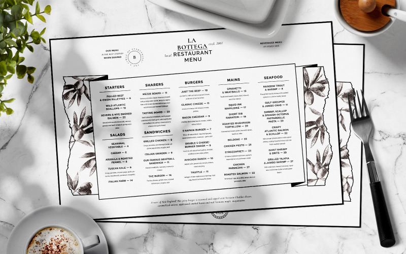 Download Фирменный стиль "Restaurant Menu - Corporate Identity Template" / Restaurant Menu - Corporate Identity Template - Фирменный стиль на тему графика clean,vintage,elegant,italian,restaurant,cafe,drinks,italian restaurant,menu,pizza,restaurant menu,burger,bistro,wine,fast food,dinner,beverage,italy,a4,lunch,food menu,pasta,us letter,cockta