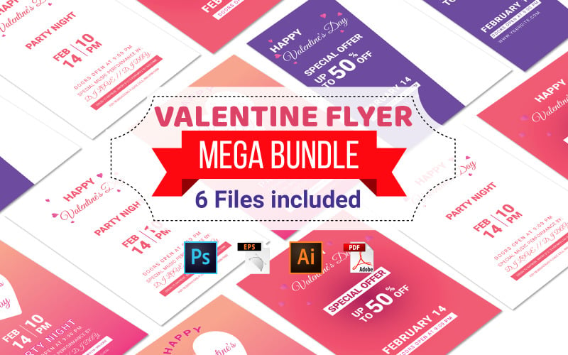 Valentine Flyer Design Bundle - Vállalati-azonosság sablon
