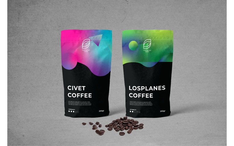 Balení přírodní kávy - šablona Corporate Identity