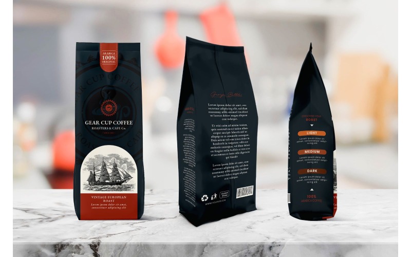 Emballage Gearup Coffee - Modèle d'identité d'entreprise