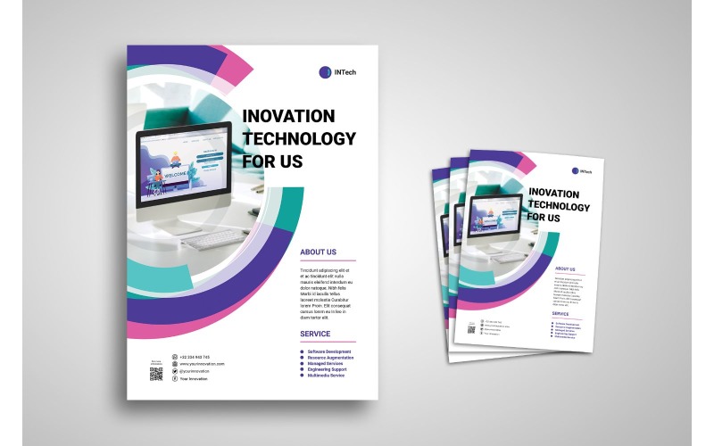 Download Фирменный стиль "Flyer  Innovation Technology - Corporate Identity Template" / Flyer  Innovation Technology - Corporate Identity Template - Фирменный стиль на тему графика brand,business,business casual,business person,businessman,cooperation,corporate,creative,creativity,finance,industry,information,innovation,layout,marketing,network,office,print,professional