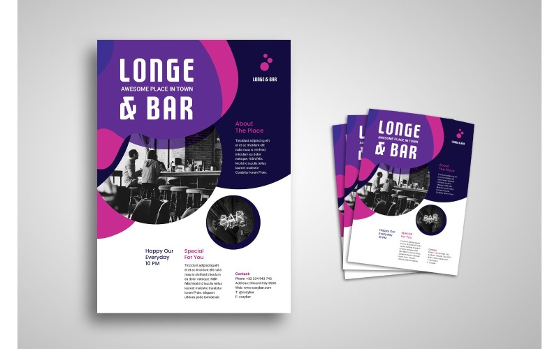 Flyer Longe & Bar - Plantilla de identidad corporativa