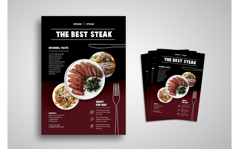 Flyer Steak Restaurant - Vállalati-azonosság sablon