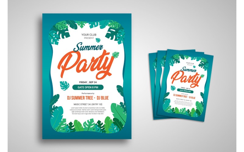 Download Фирменный стиль "Flyer  Summer Party - Corporate Identity Template" / Flyer  Summer Party - Corporate Identity Template - Фирменный стиль на тему графика background,celebration,club,concert,cover,dance,disco,dj,entertainment