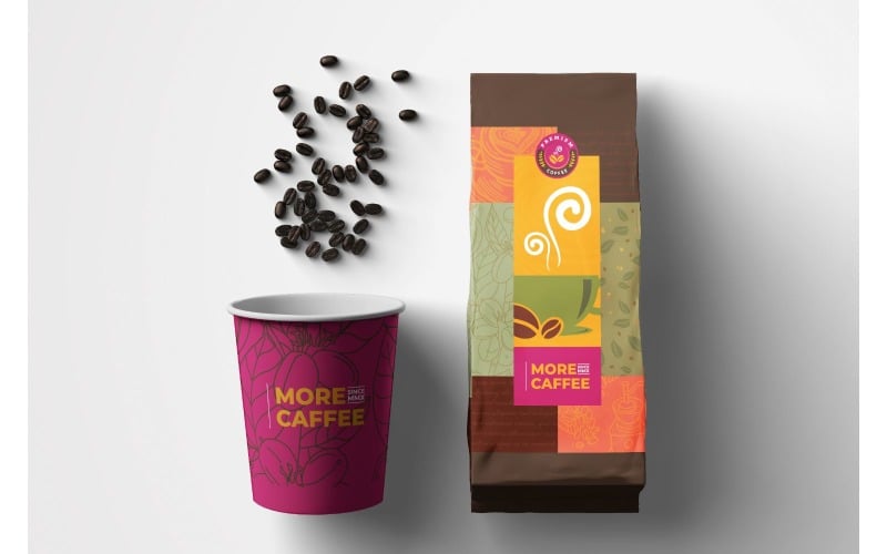 Förpackning av mer kaffe - mall för företagsidentitet