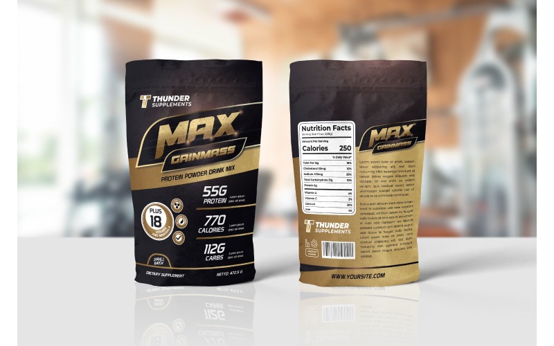 Download Фирменный стиль "Packaging  Max Gainmass - Corporate Identity Template" / Packaging  Max Gainmass - Corporate Identity Template - Фирменный стиль на тему графика adobe illustration,adobe photoshop,advertising,bag,brand,business,cup,mockup,package,packaging,plastic,product,retail,shop,snack,template