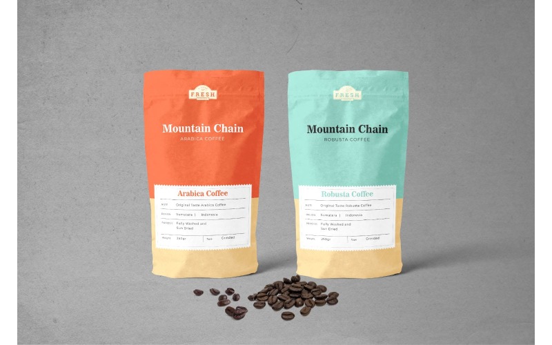 Download Фирменный стиль "Packaging  Mountain Chain Coffee - Corporate Identity Template" / Packaging  Mountain Chain Coffee - Corporate Identity Template - Фирменный стиль на тему графика adobe illustration,adobe photoshop,advertising,bag,brand,business,cup,mockup,package,packaging,plastic,product,retail,shop,snack,template