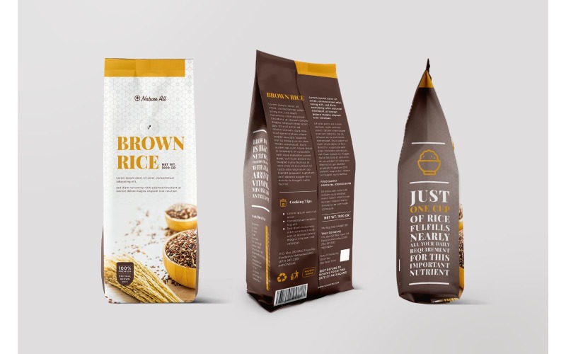 Download Фирменный стиль "Packaging  Rice Brown - Corporate Identity Template" / Packaging  Rice Brown - Corporate Identity Template - Фирменный стиль на тему графика adobe illustration,adobe photoshop,advertising,bag,brand,business,cup,mockup,package,packaging,plastic,product,retail,shop,snack,template